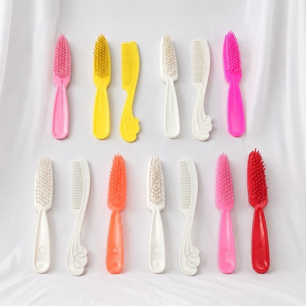 Vintage Barbie Doll Brush Comb Lot 13 Pc Pink Yellow White Orange 90s Toys